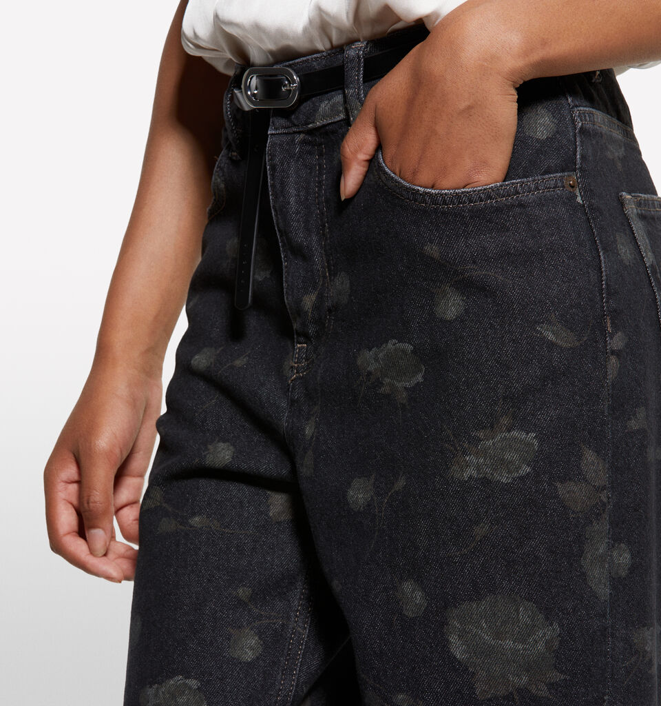 Jeans relaxed fit nero stampato - jeans larghi da donna - Nero | Sisley image number 4